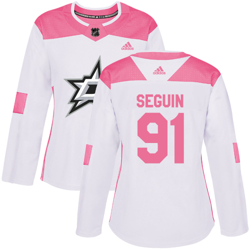 Adidas Stars #91 Tyler Seguin White/Pink Authentic Fashion Women's Stitched NHL Jersey